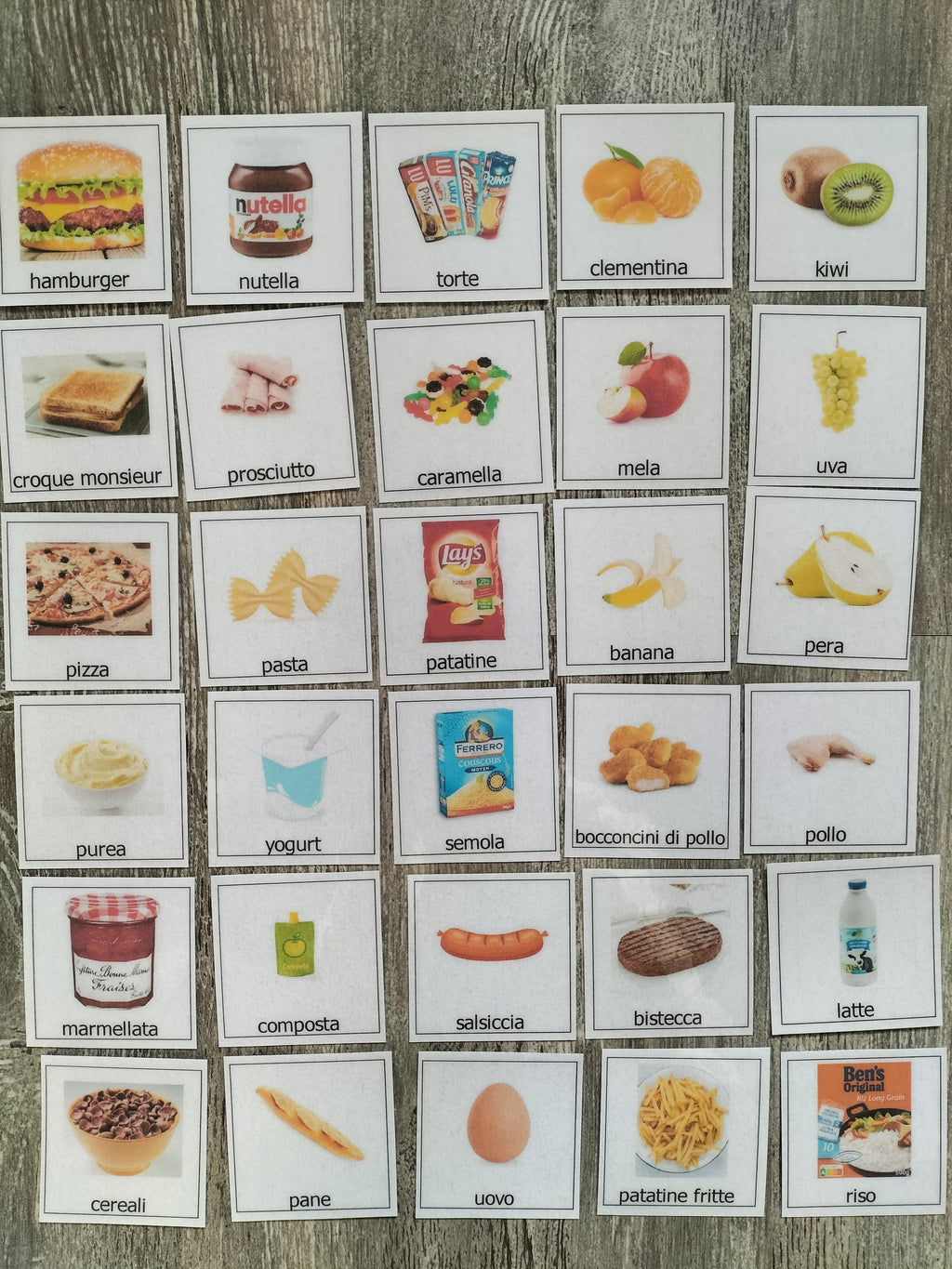 Kit 30 pittogrammi CAA per la comunicazione – alimentazione e scelta dei cibi – PECS autismo