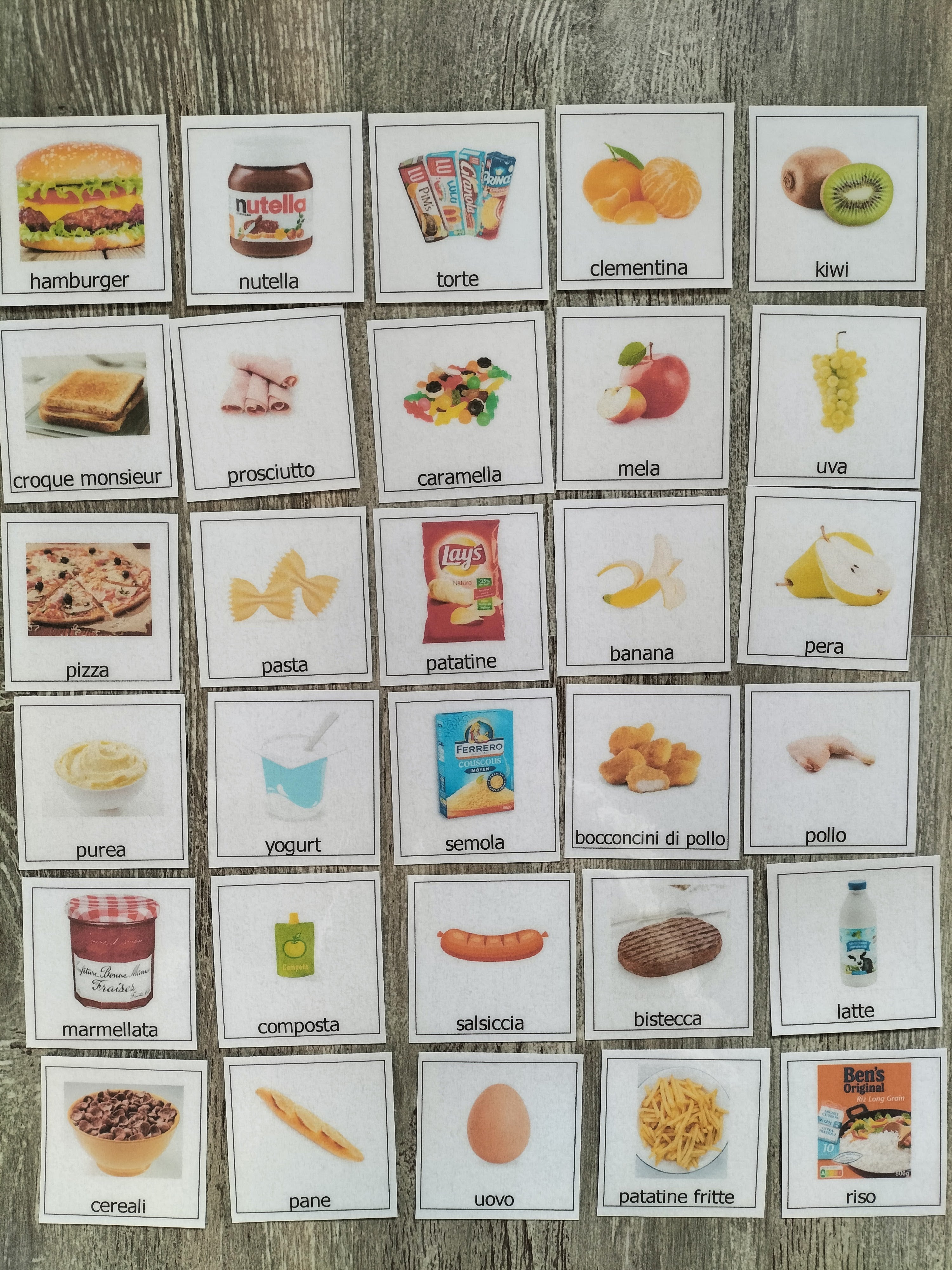 Kit 30 pittogrammi CAA per la comunicazione – alimentazione e scelta dei cibi – PECS autismo