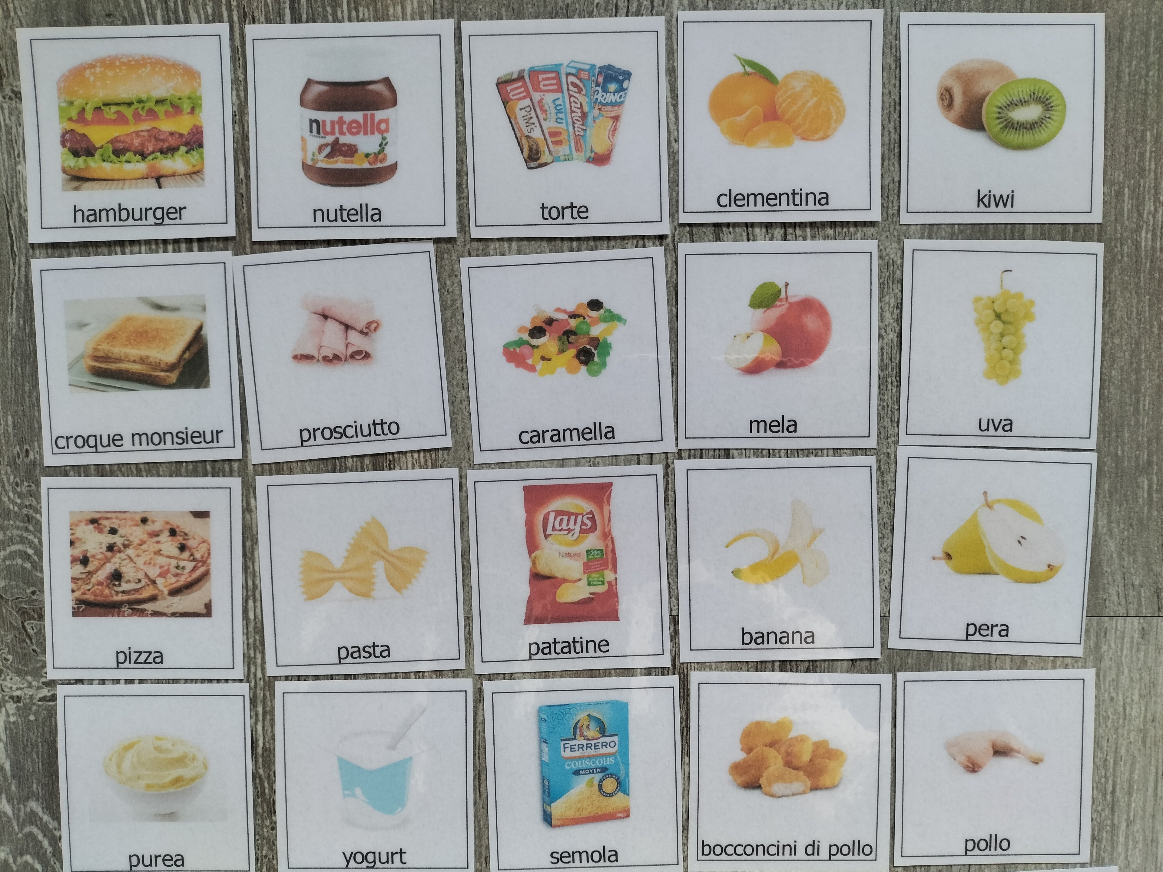 Kit 30 pittogrammi CAA per la comunicazione – alimentazione e scelta dei cibi – PECS autismo