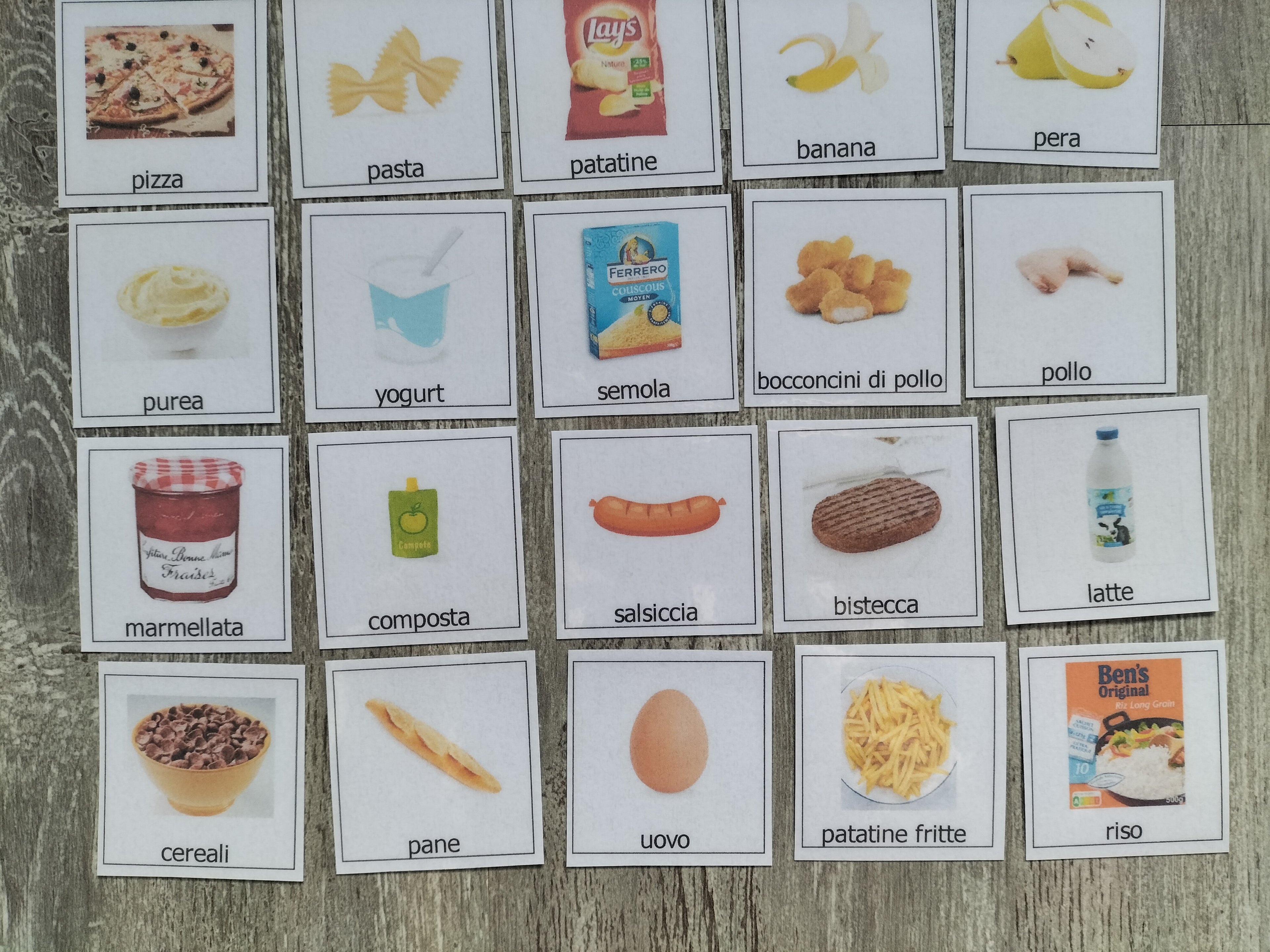 Kit 30 pittogrammi CAA per la comunicazione – alimentazione e scelta dei cibi – PECS autismo