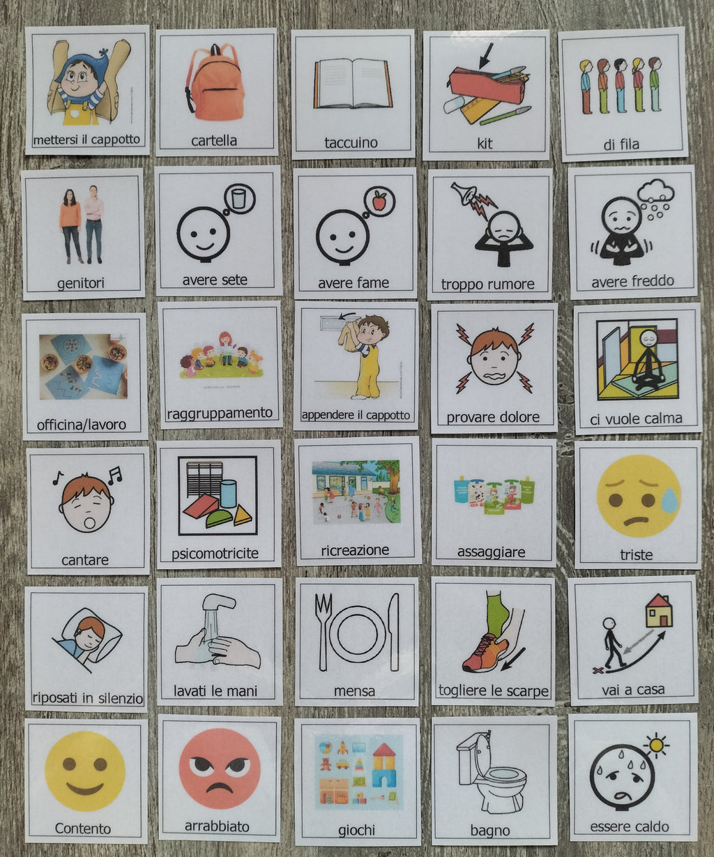 Pittogrammi CAA scuola 30 pezzi – supporto comunicazione bambini autismo e insegnanti