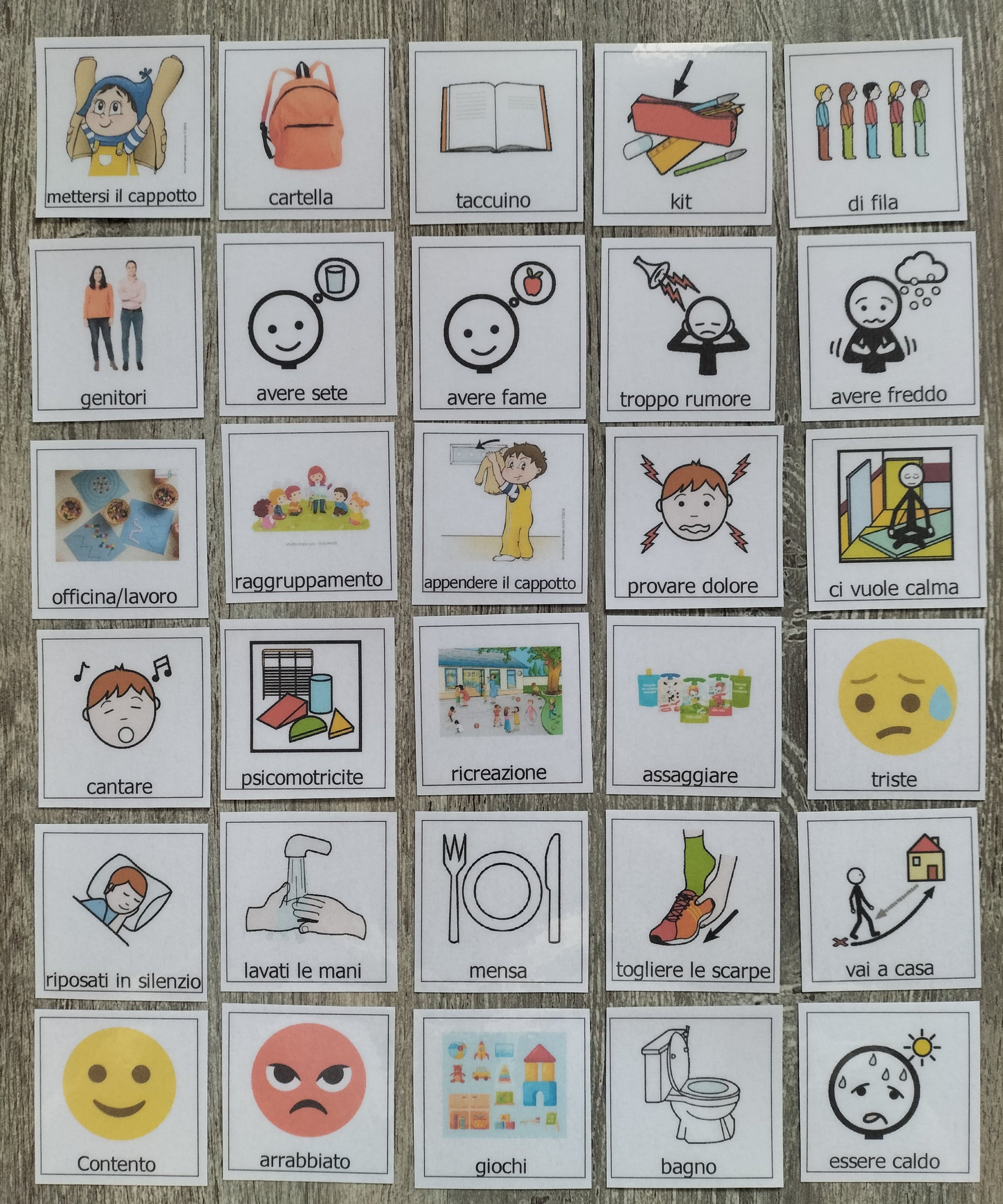 Pittogrammi CAA scuola 30 pezzi – supporto comunicazione bambini autismo e insegnanti
