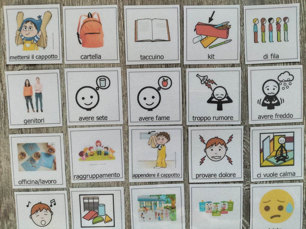 Pittogrammi CAA scuola 30 pezzi – supporto comunicazione bambini autismo e insegnanti