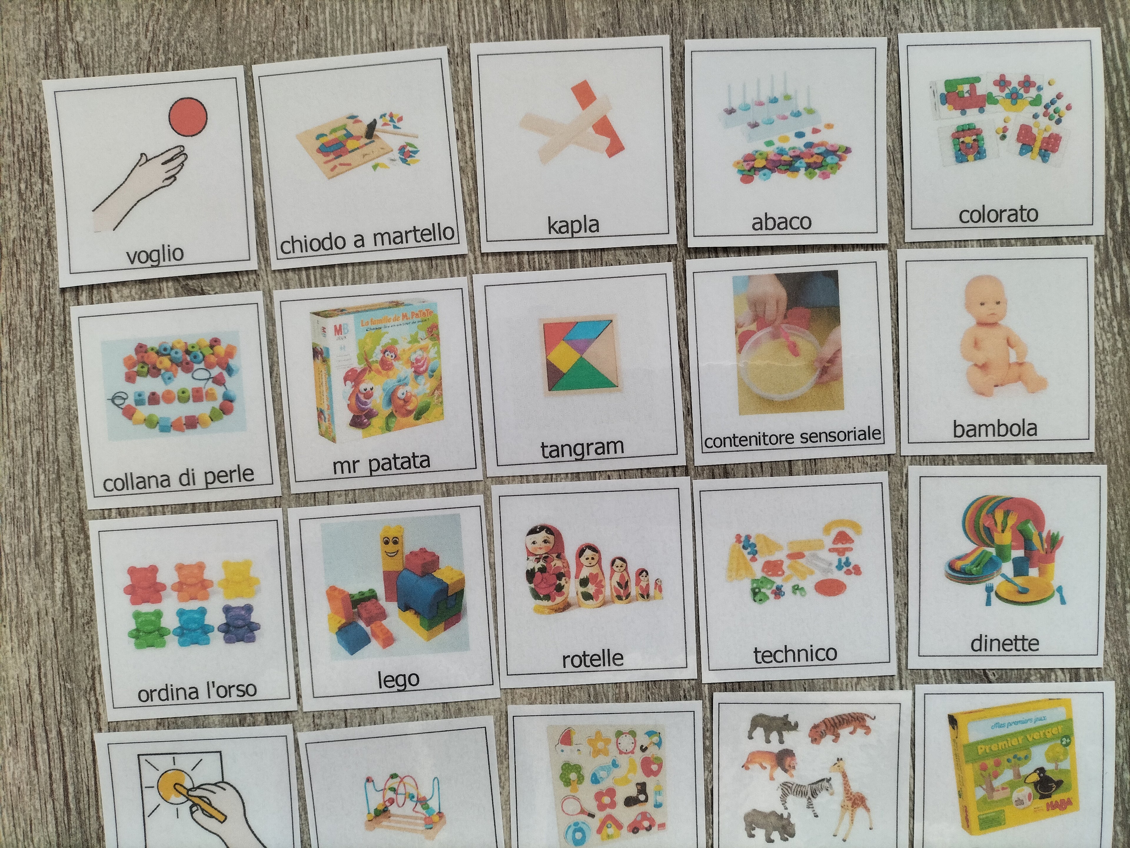 Pittogrammi CAA giochi e attività – 30 pezzi PECS autismo comunicazione bambini