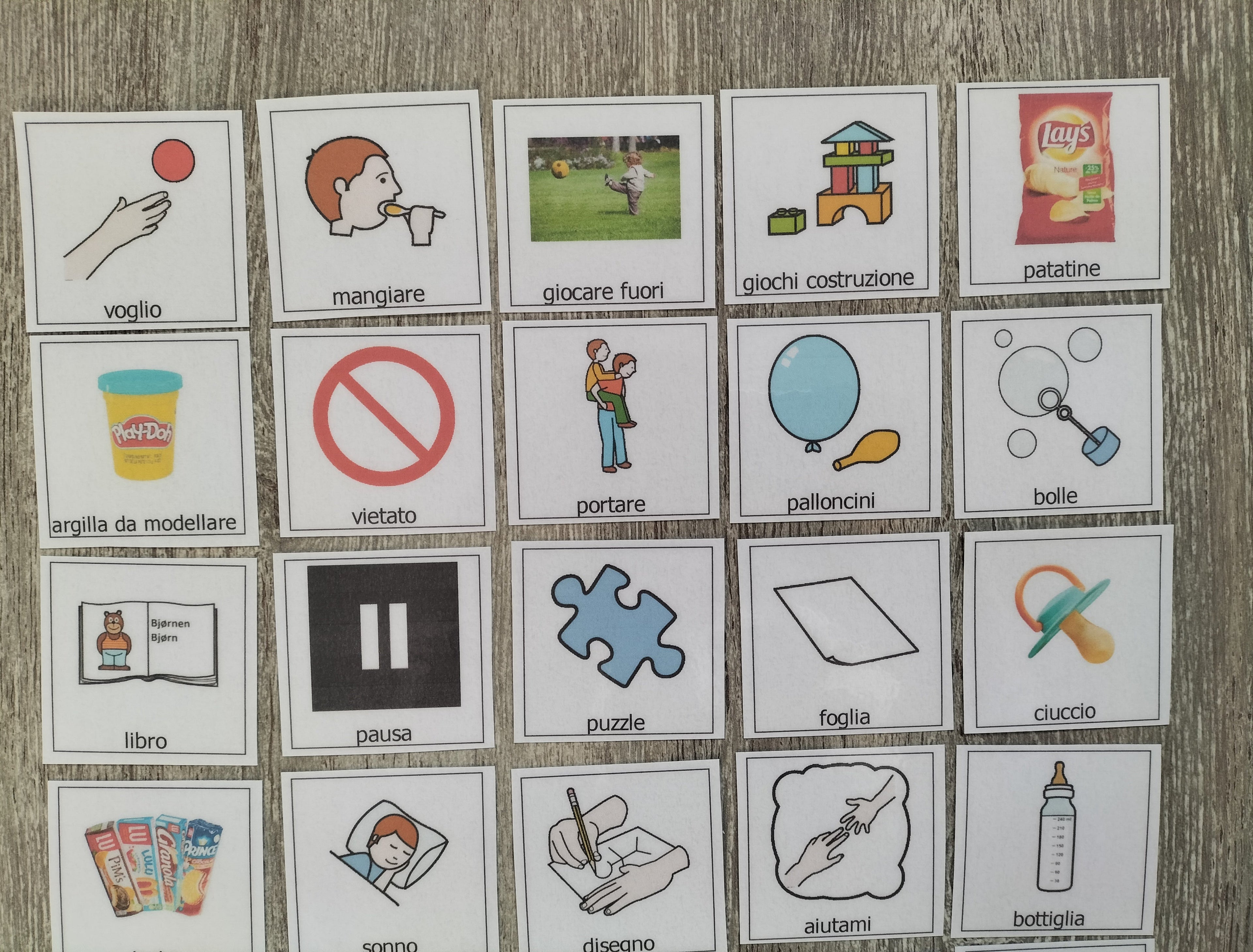 Pittogrammi CAA 30 pezzi – comunicazione bisogni quotidiani bambini autismo e linguaggio