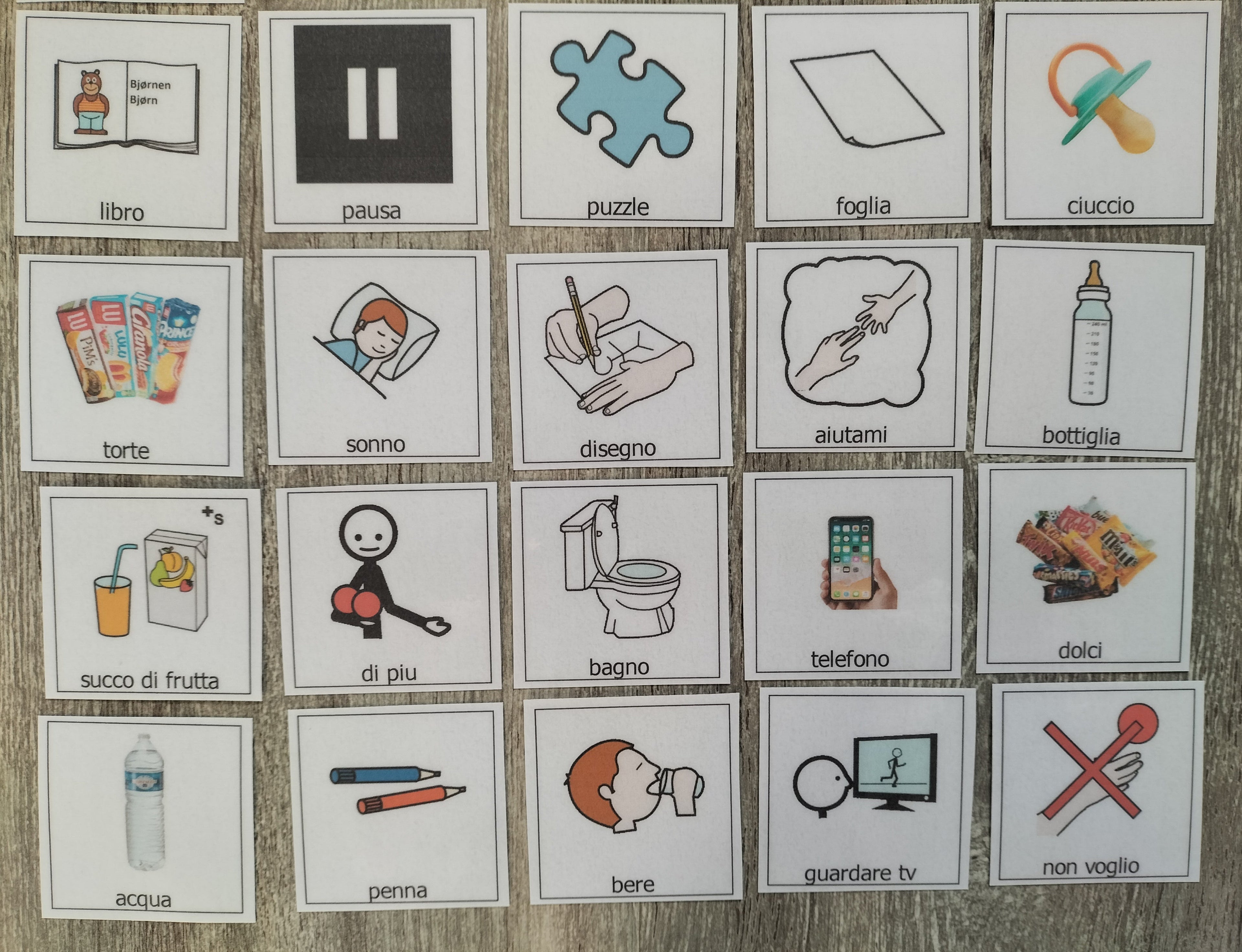 Pittogrammi CAA 30 pezzi – comunicazione bisogni quotidiani bambini autismo e linguaggio