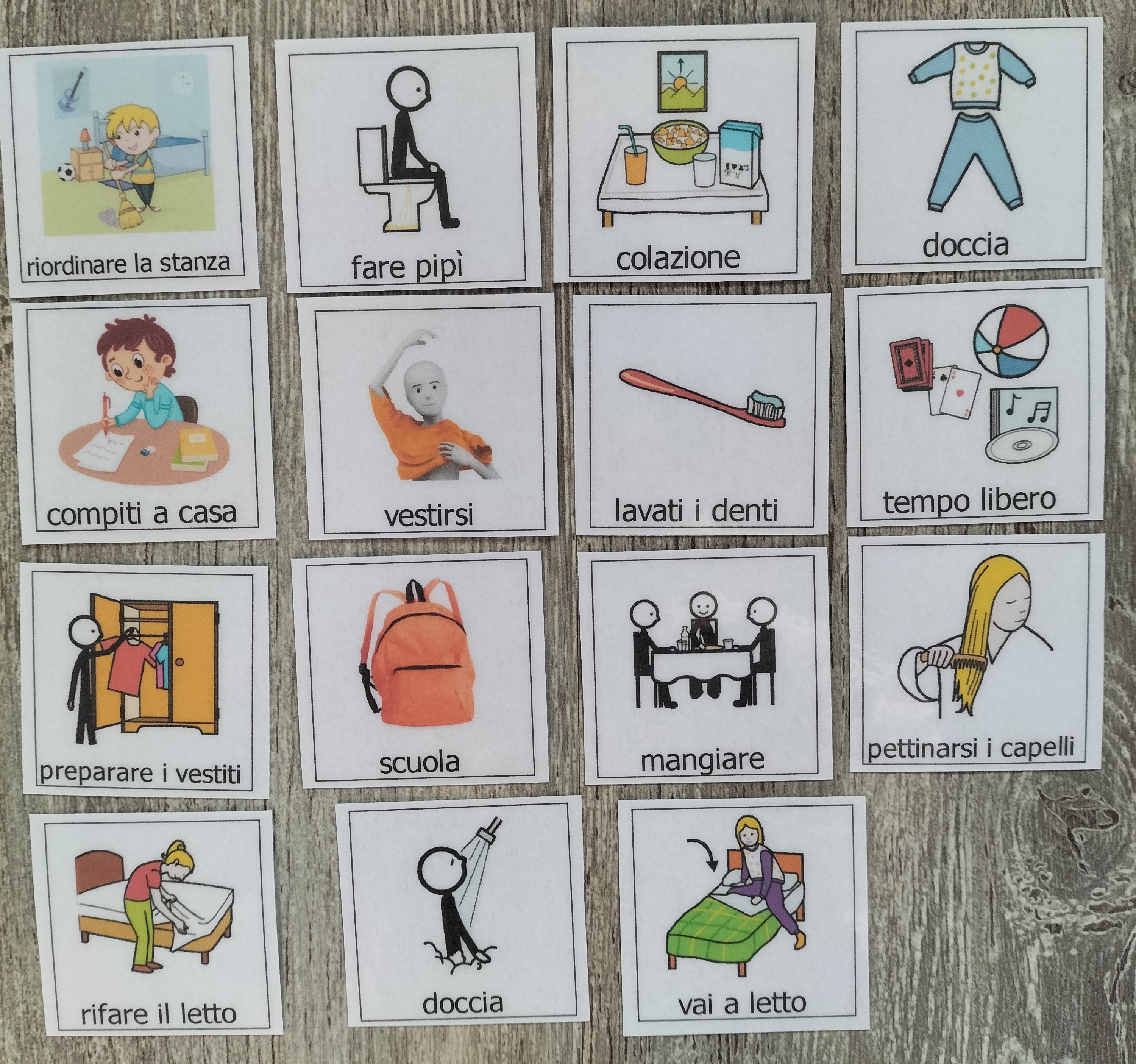 Routine visiva bambino – autonomia e organizzazione della giornata CAA PECS Makaton