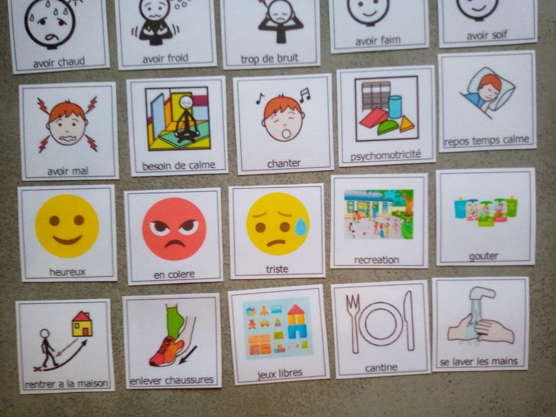 Lot 30 pictogrammes journée école et centre de loisirs – organisation visuelle CAA PECS Makaton – outil AESH enseignant
