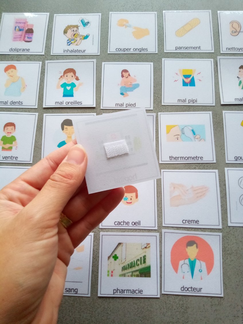 24 pictogrammes douleur et soins enfant – PECS / Makaton – communication TSA non verbal Montessori – expression douleur