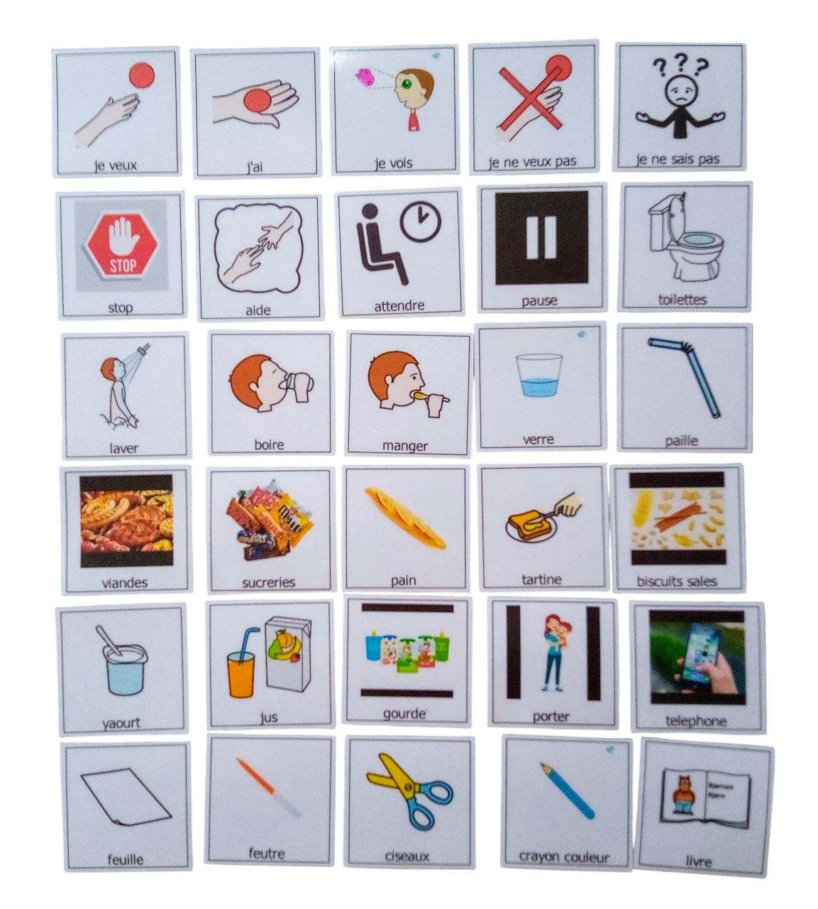 30 pictogrammes vie quotidienne enfant – PECS / Makaton CAA – communication TSA non verbal – Montessori