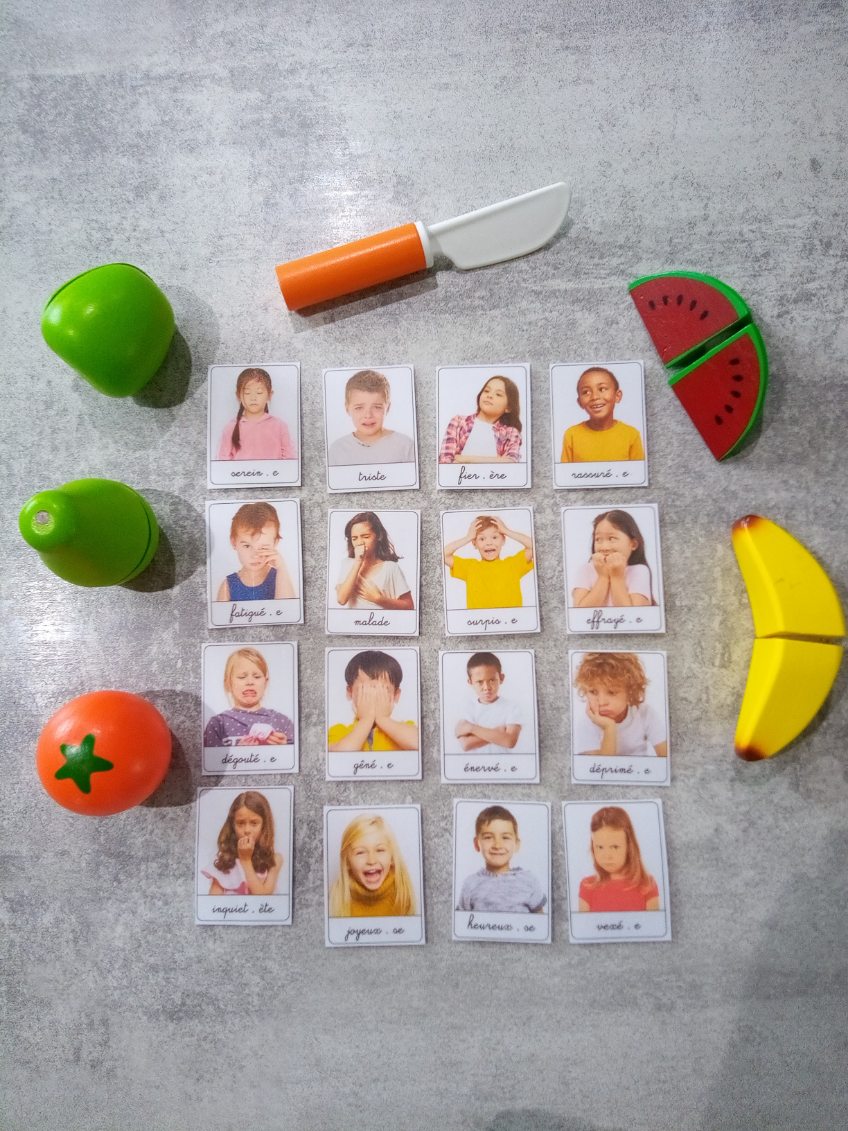 16 pictogrammes émotions enfant – PECS / Makaton CAA – gestion émotions Montessori – TSA non verbal
