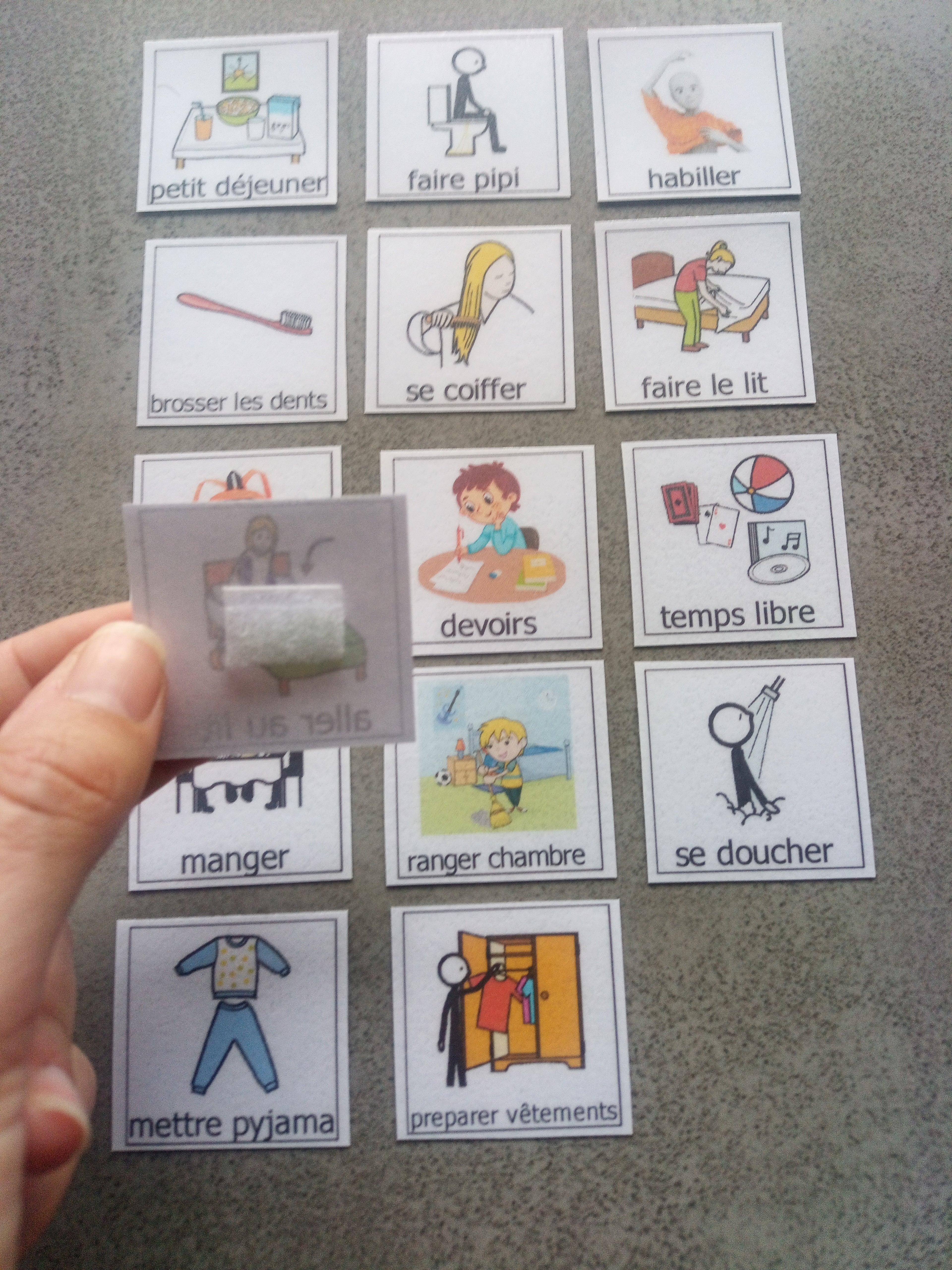 Routine visuelle enfant autonomie – 15 pictogrammes emploi du temps A4 plastifié PECS Montessori CAA TSA TDAH – liste de tâches quotidienne
