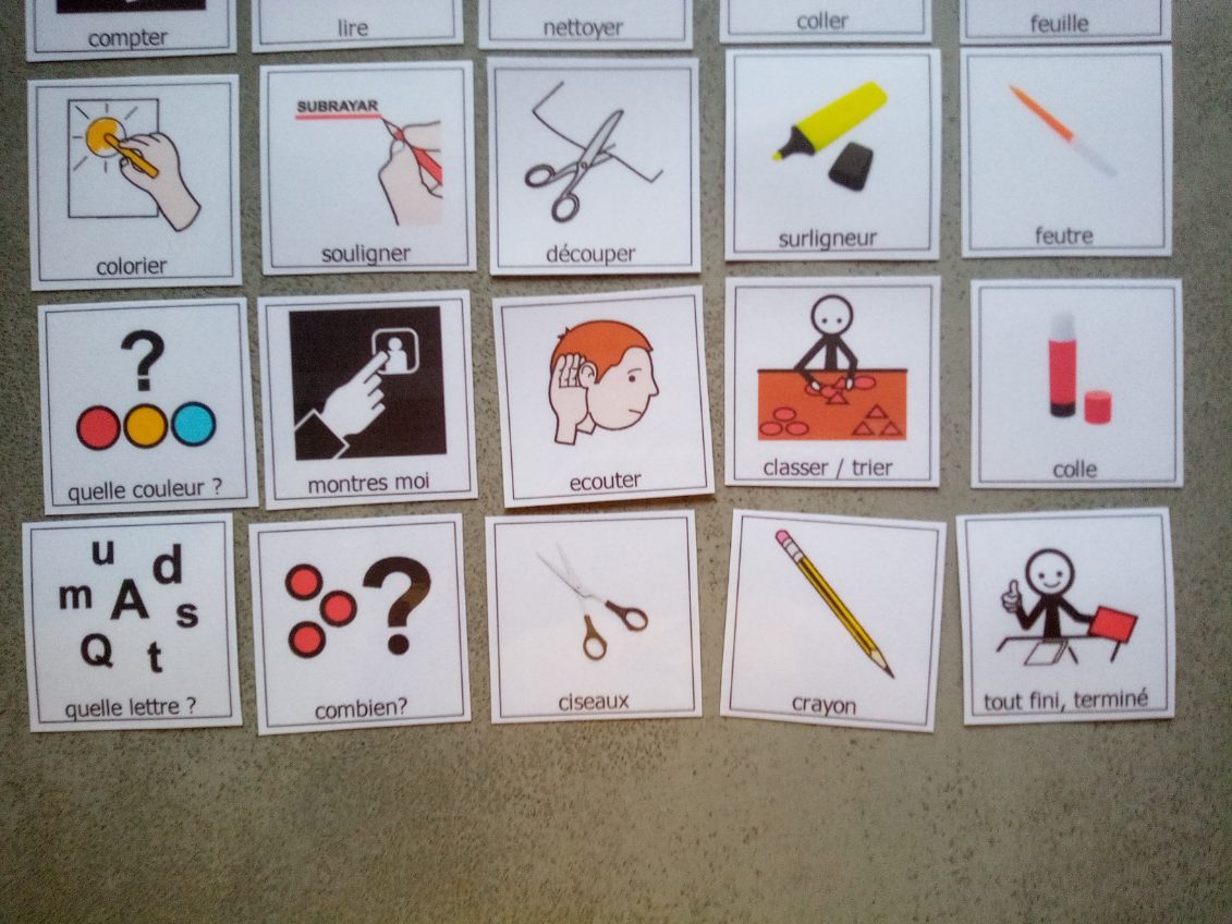 Lot 30 pictogrammes matériel scolaire et consignes – communication visuelle classe PECS Montessori TSA