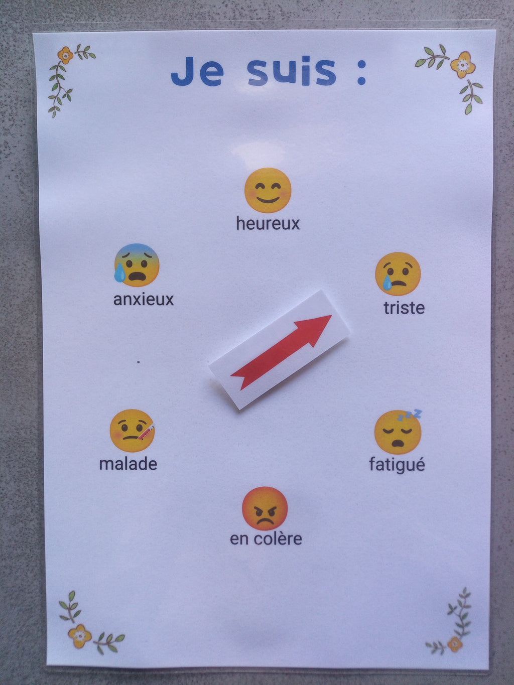 Roue des émotions enfant – Support visuel Montessori – CAA / PECS TSA non verbal – gestion des émotions A4 plastifiée