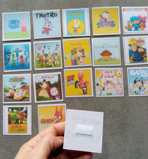 18 pictogrammes dessins animés enfant – PECS communication TSA non verbal – choix loisirs Montessori – imagier TV