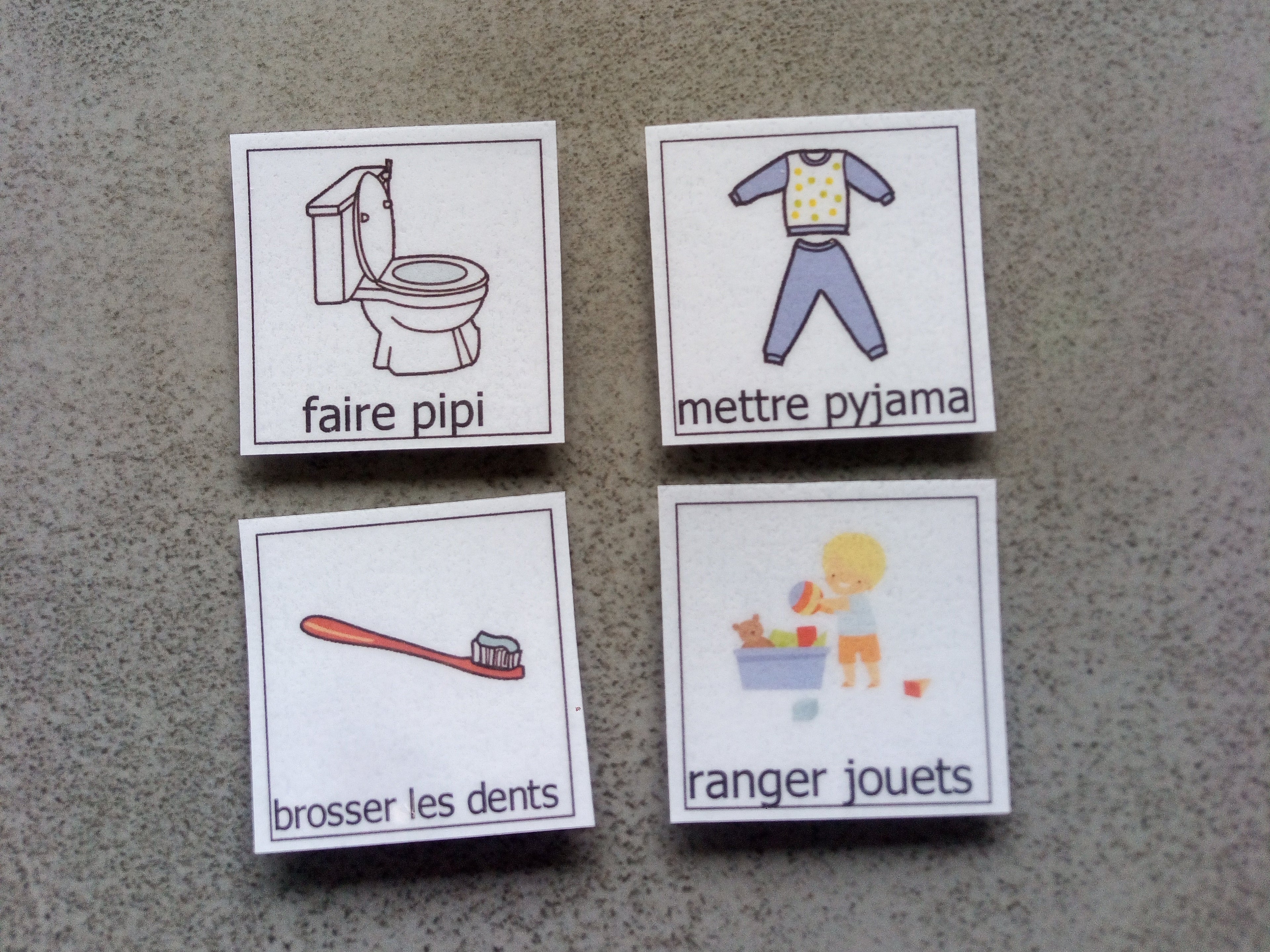 Routine du soir enfant visuelle – Pictogrammes coucher Montessori – CAA / PECS TSA TDAH – autonomie A4 plastifiée