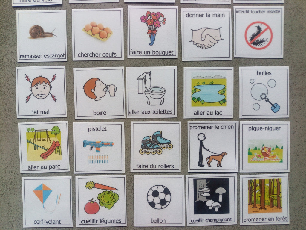 30 pictogrammes activités extérieures enfant – PECS / Makaton / Montessori – communication TSA non verbal – jeu et langage
