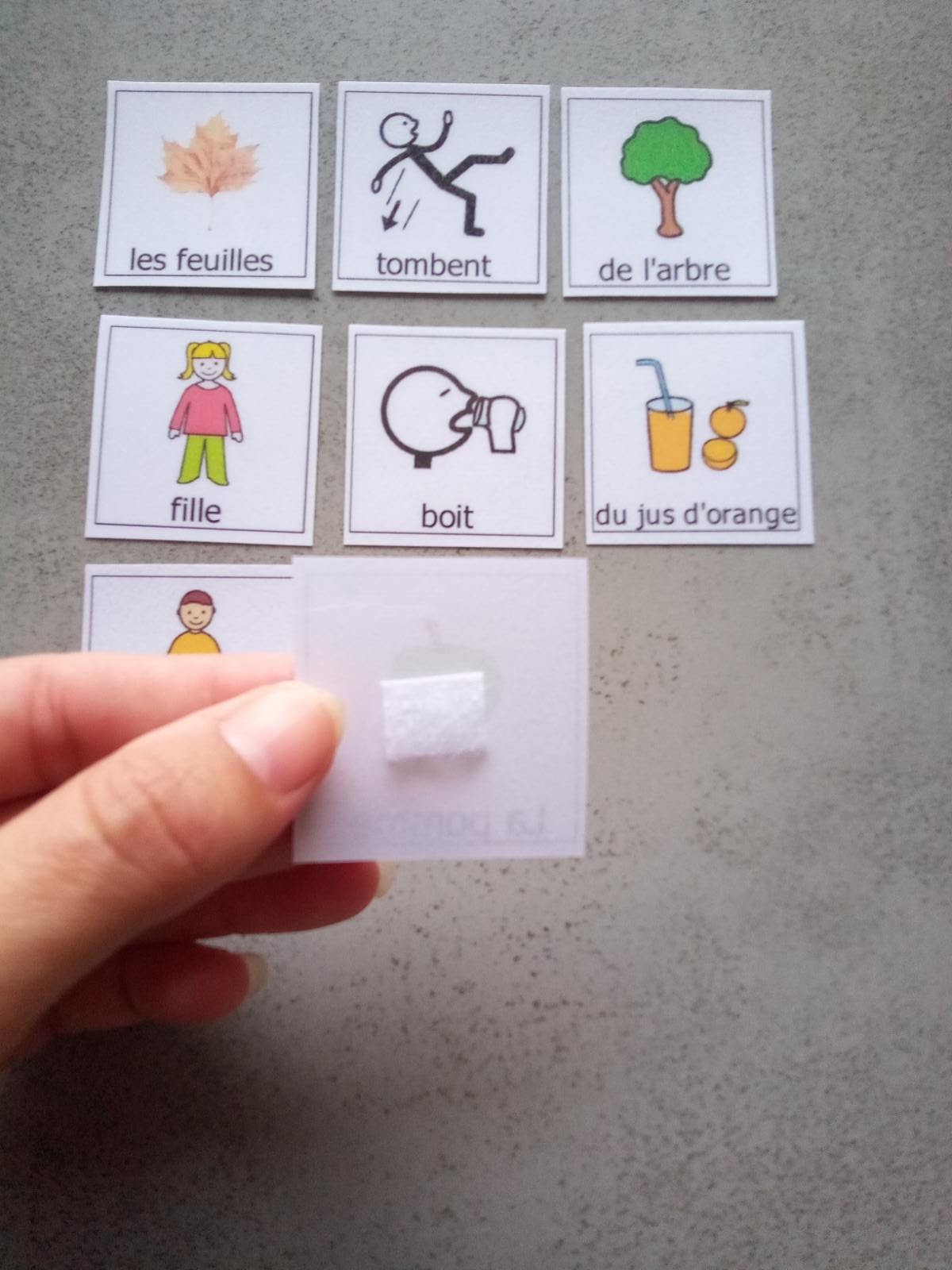 Support construction phrase pictogrammes enfant – PECS / Makaton CAA – apprentissage langage TSA non verbal – A4 plastifiée