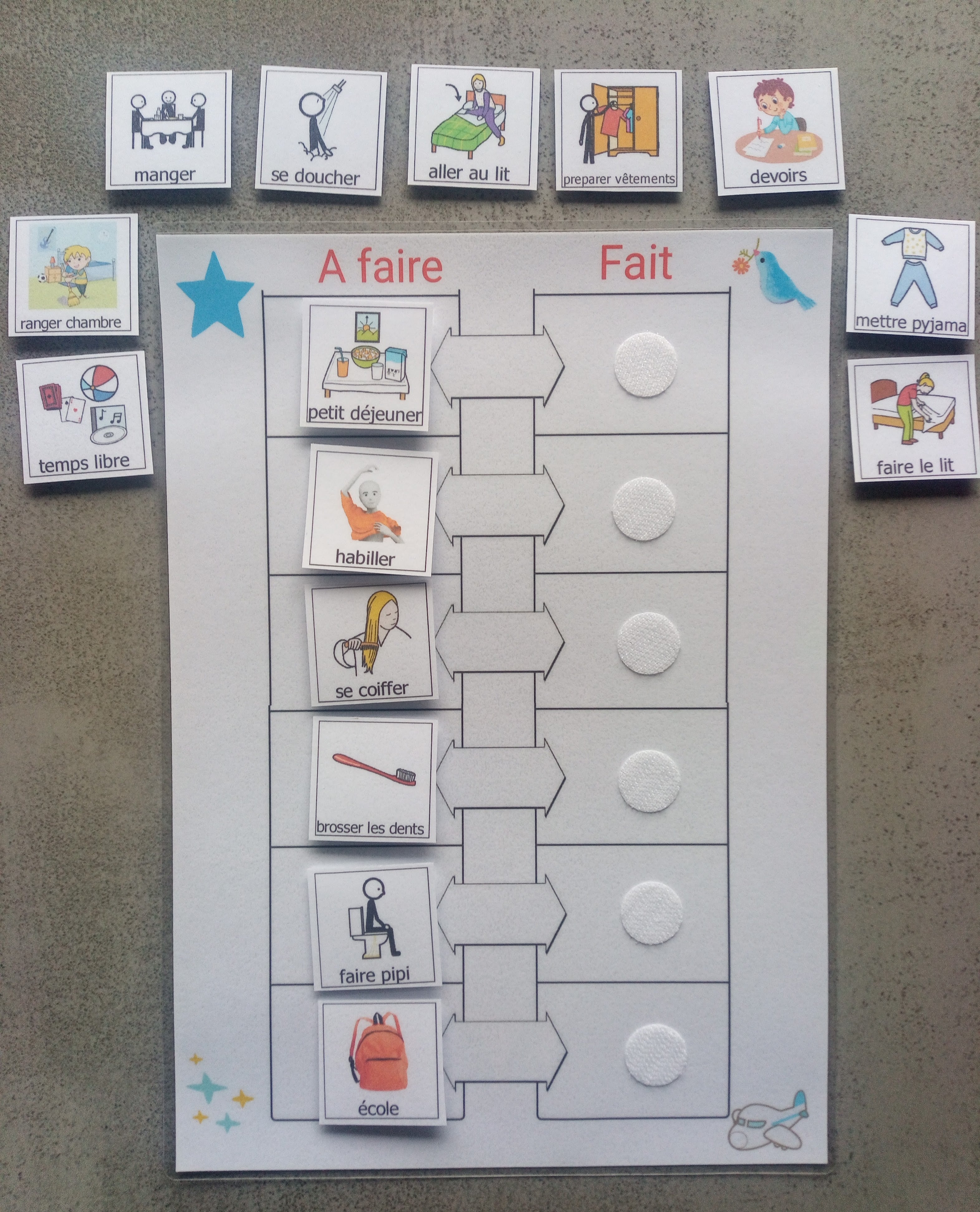 Routine visuelle enfant autonomie – 15 pictogrammes emploi du temps A4 plastifié PECS Montessori CAA TSA TDAH – liste de tâches quotidienne