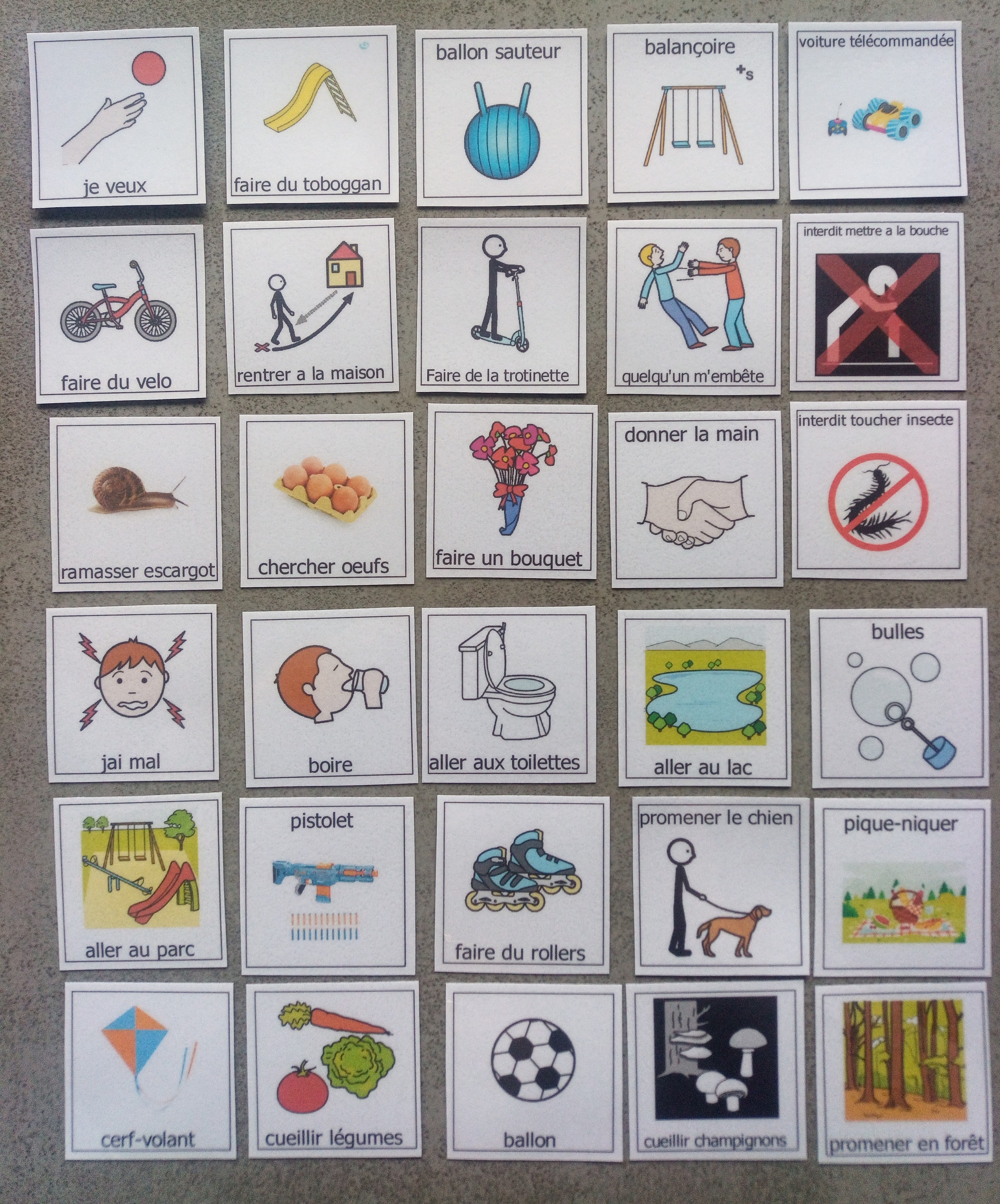 30 pictogrammes activités extérieures enfant – PECS / Makaton / Montessori – communication TSA non verbal – jeu et langage