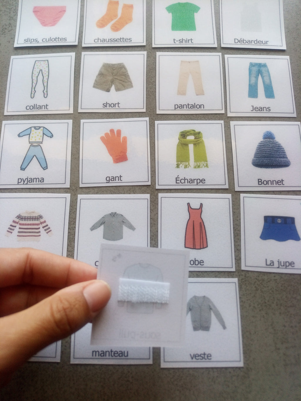 20 pictogrammes vêtements enfant – PECS / Makaton CAA – autonomie habillage Montessori – TSA non verbal
