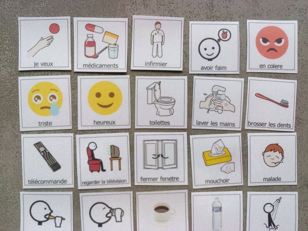 32 pictogrammes communication hospitalisation – PECS / Makaton CAA – patient non verbal TSA AVC Alzheimer – besoins soins