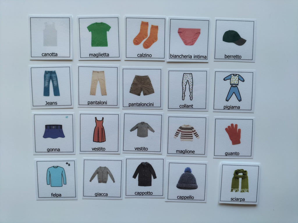 Pictogrammi Abbigliamento Plastificati – Autonomia e Comunicazione CAA per Bambini