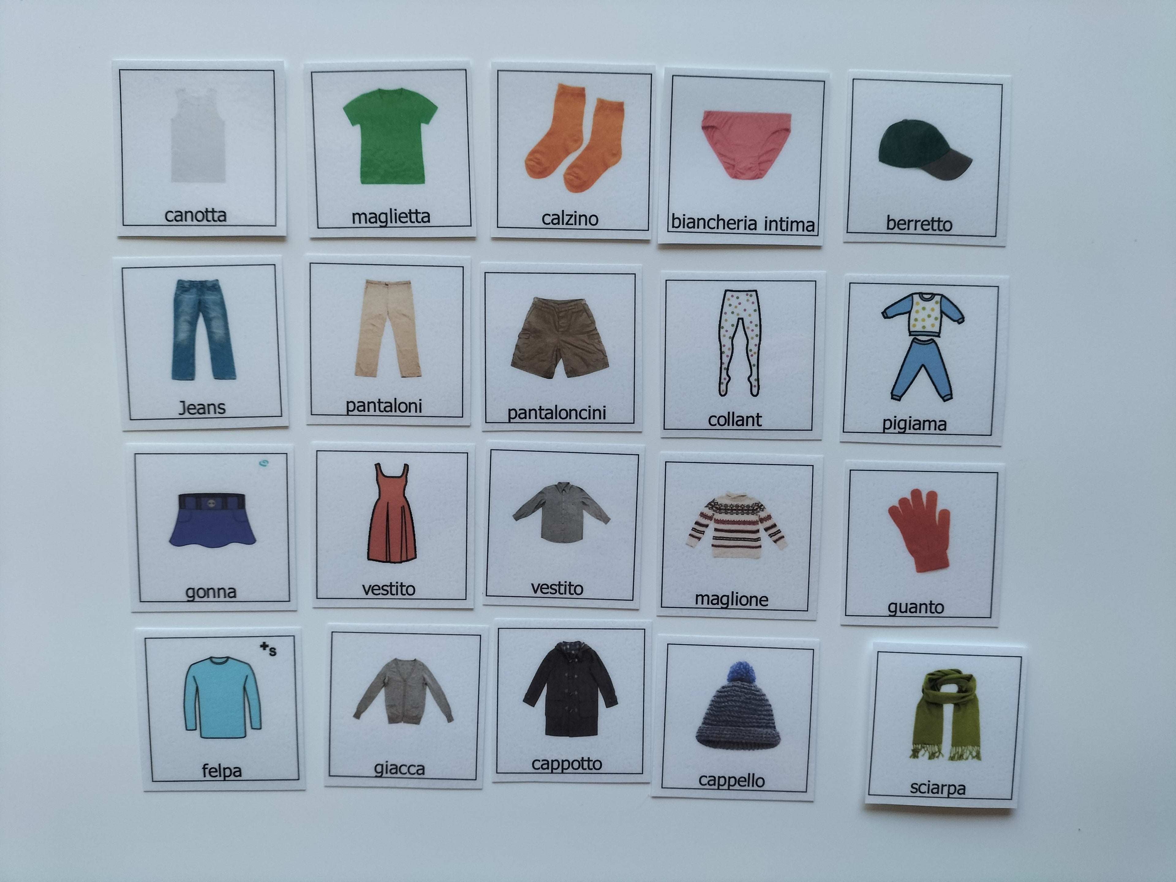 Pictogrammi Abbigliamento Plastificati – Autonomia e Comunicazione CAA per Bambini