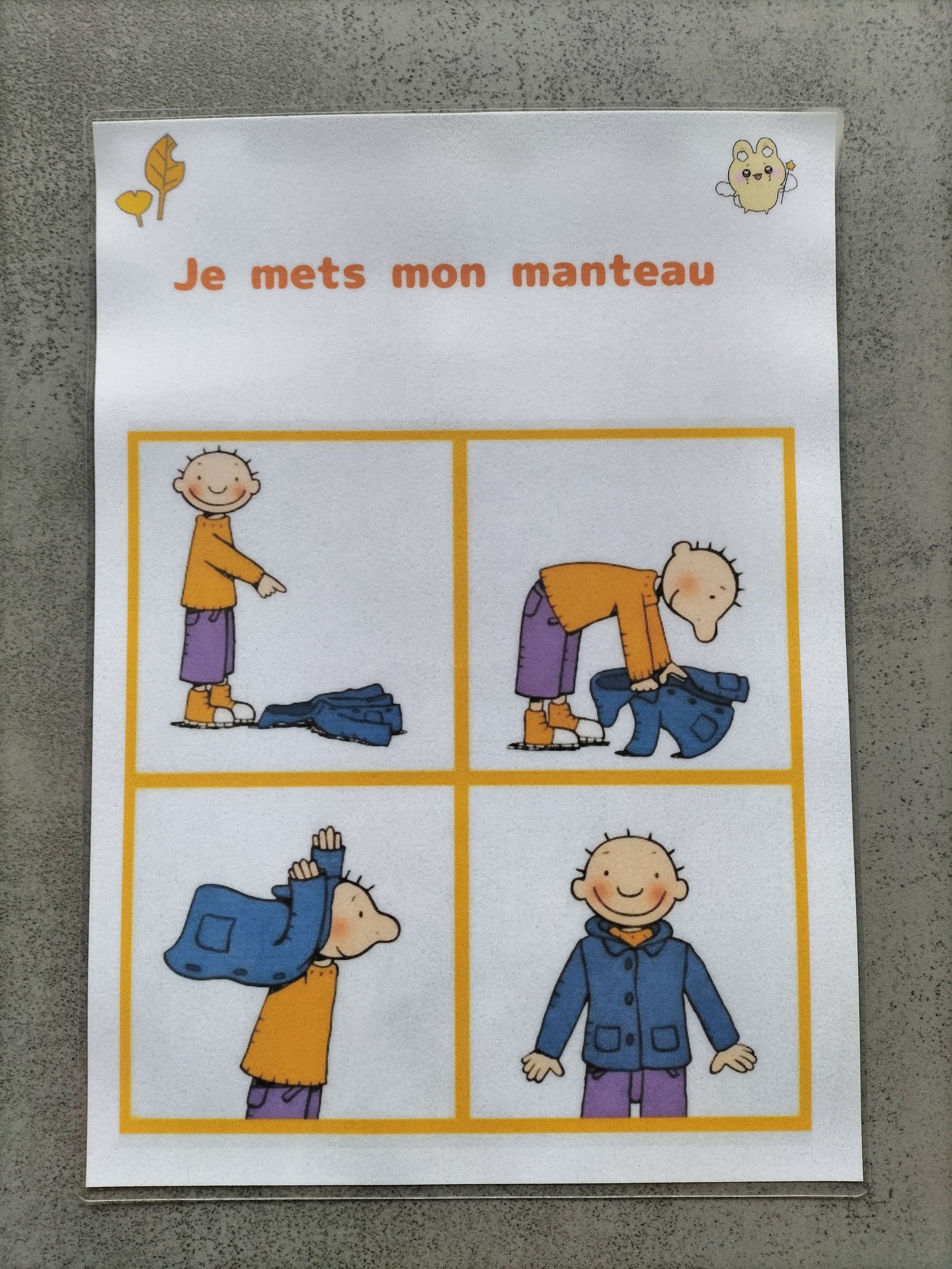 Affiche apprendre à mettre son manteau | Autonomie TSA