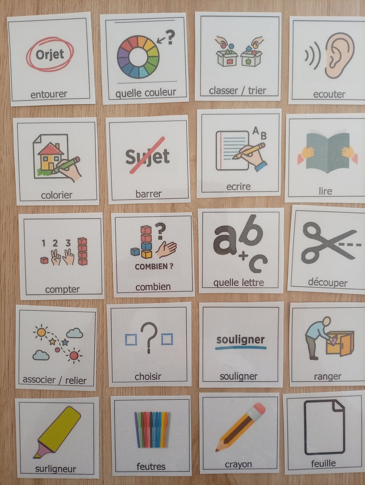 30 pictogrammes matériel scolaire et consignes