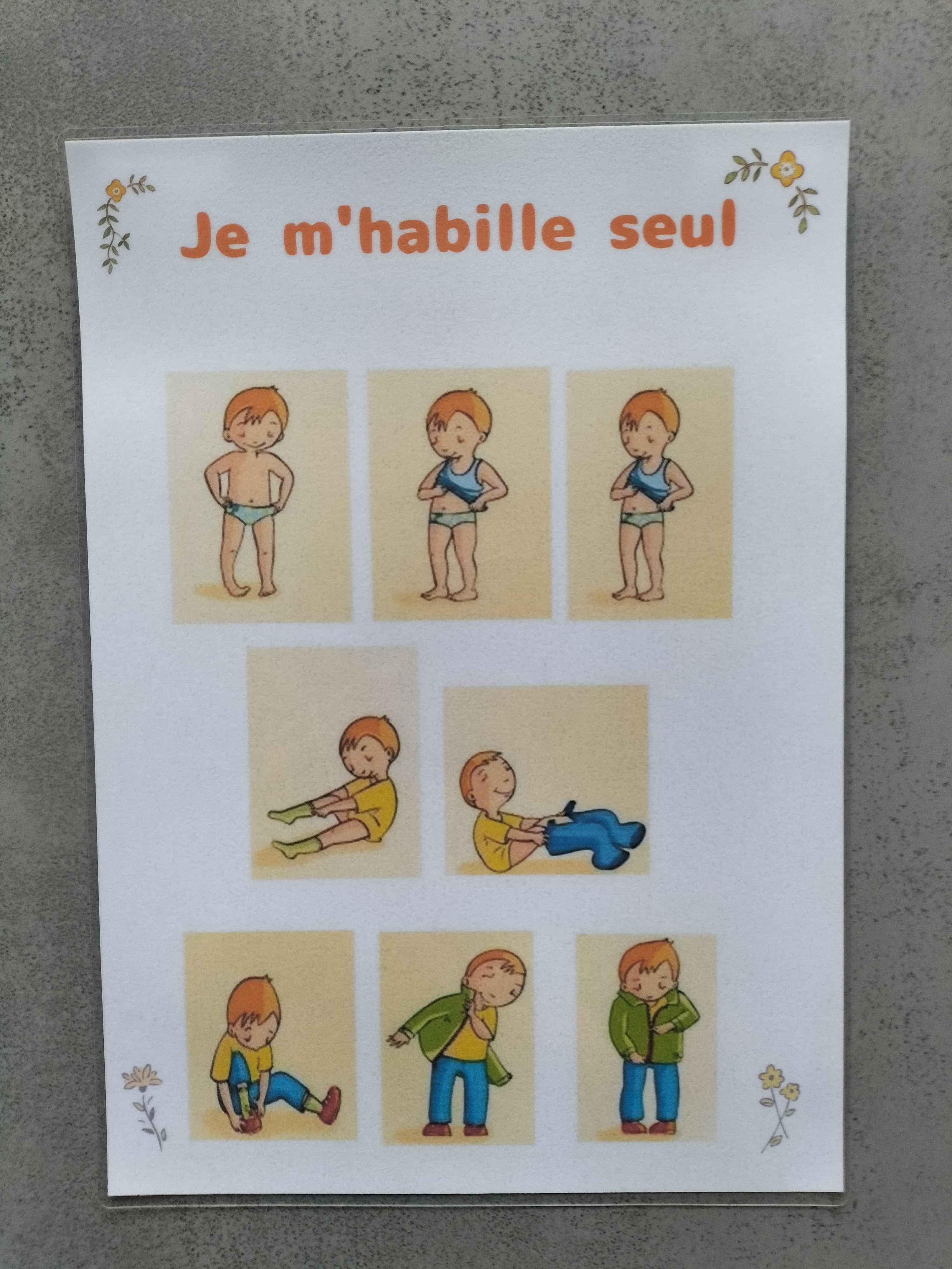 affiche s'habiller étape par étape routine autonomie tsa