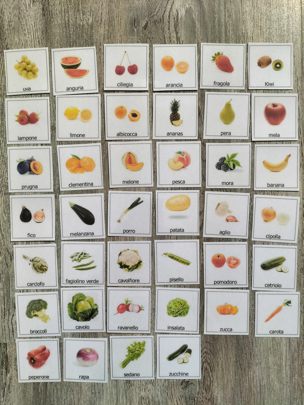 40 Pictogrammi Frutta e Verdura Plastificati – Carte Montessori e Comunicazione PECS