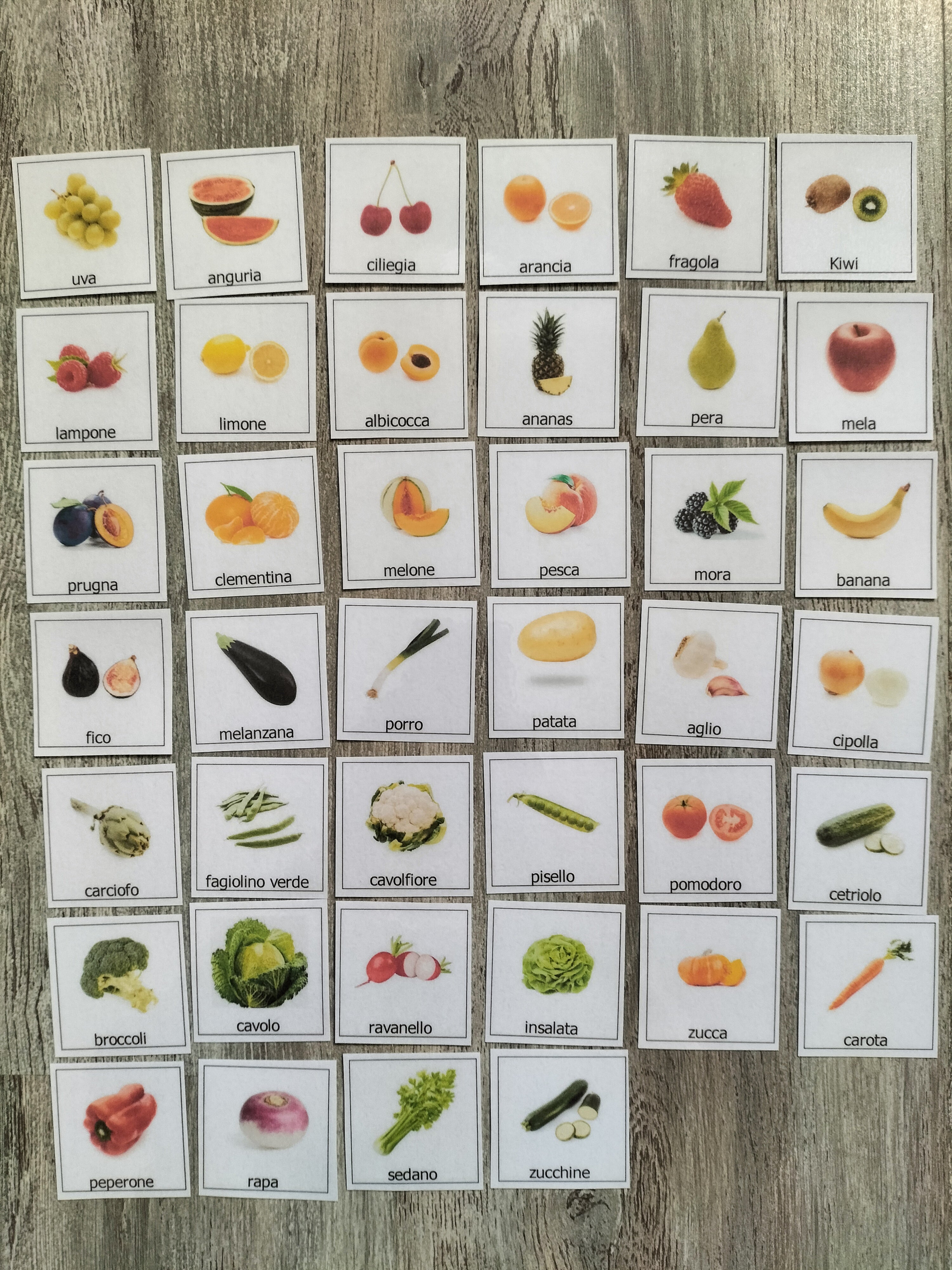40 Pictogrammi Frutta e Verdura Plastificati – Carte Montessori e Comunicazione PECS