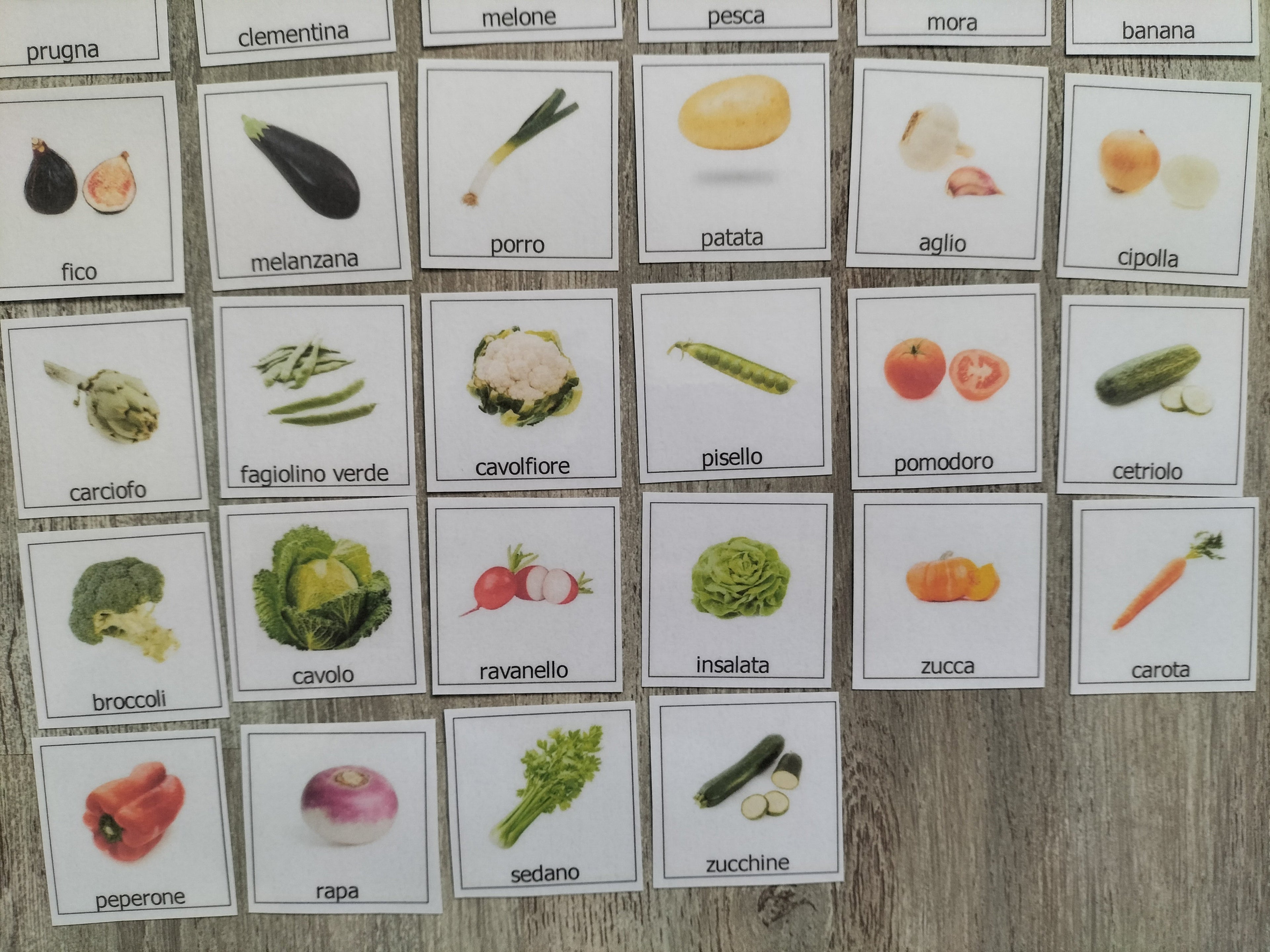 40 Pictogrammi Frutta e Verdura Plastificati – Carte Montessori e Comunicazione PECS