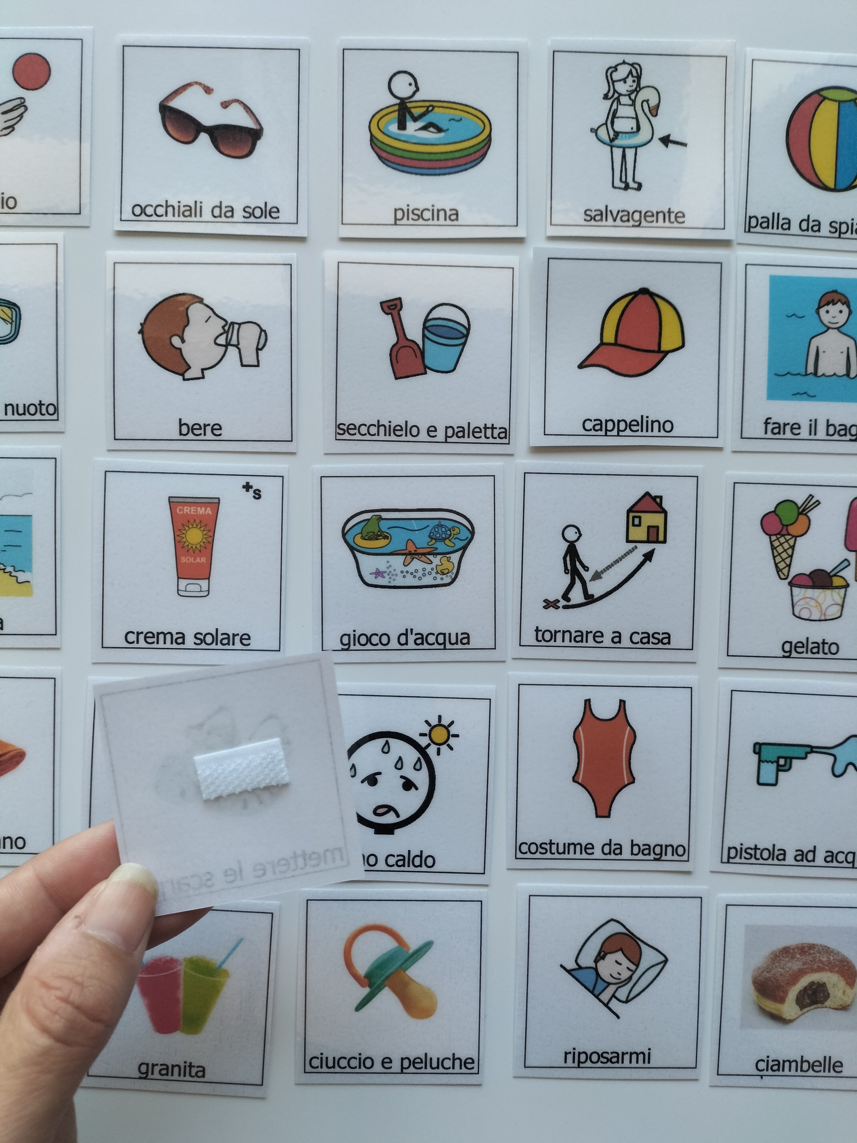 30 Pictogrammi Estate e Mare – Comunicazione PECS Montessori per Bambini Non Verbali