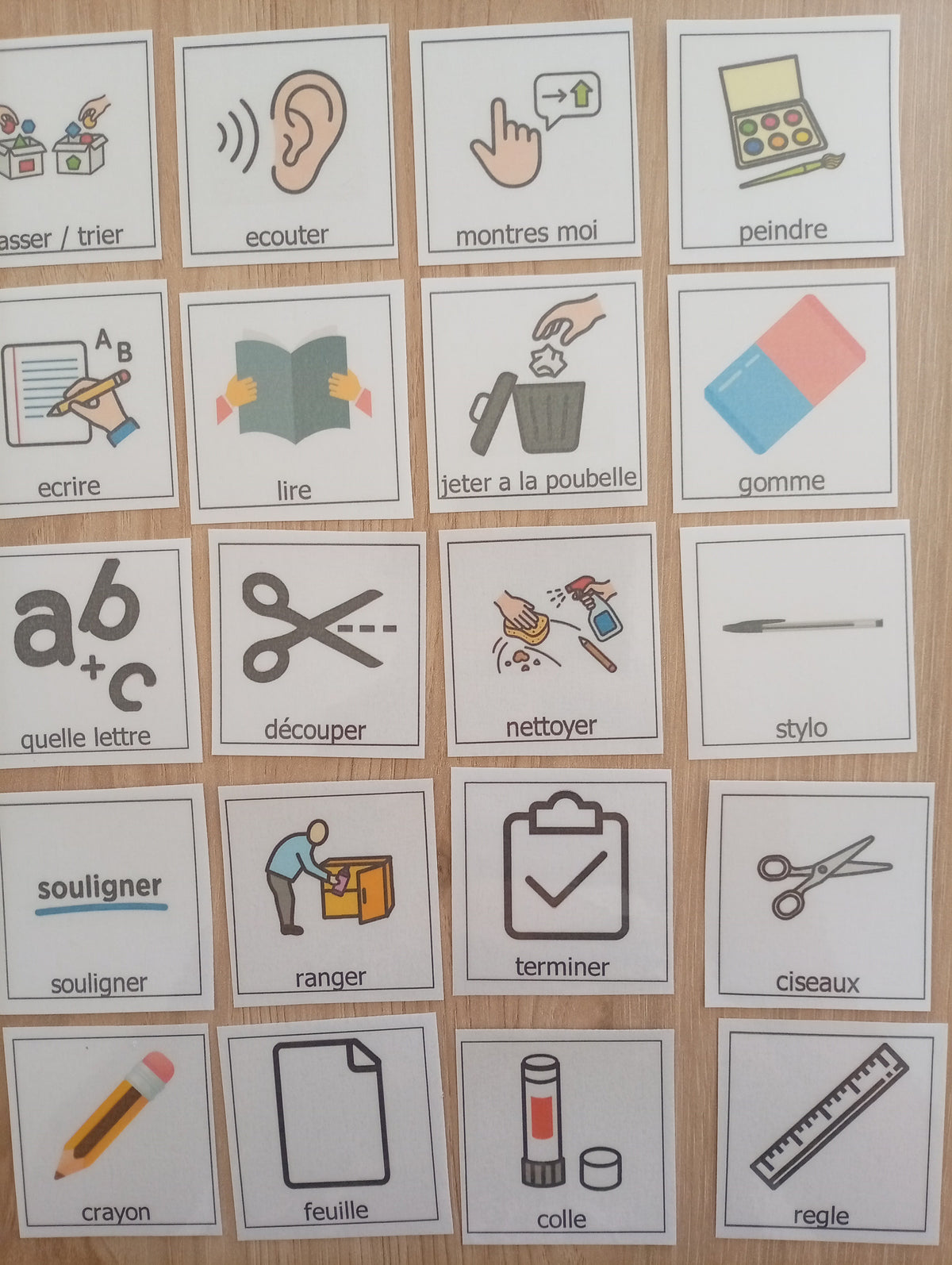 30 pictogrammes matériel scolaire et consignes